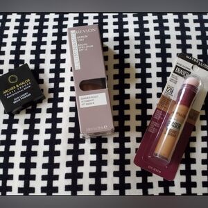 Bundle of 3 Maybelline Eraser Concealer, Revlon Serum Tint 509, Duo Brow Powder